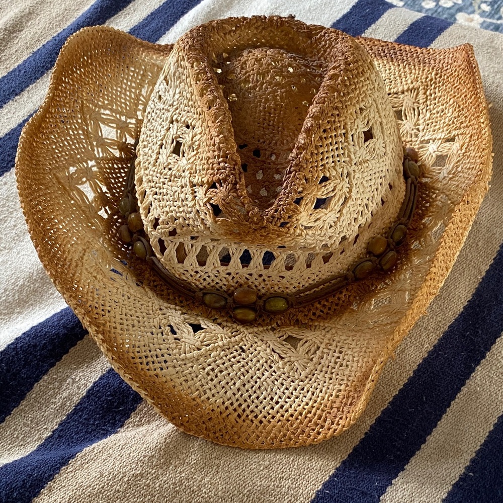 100% Paper Straw Cowboy Hat with Beading